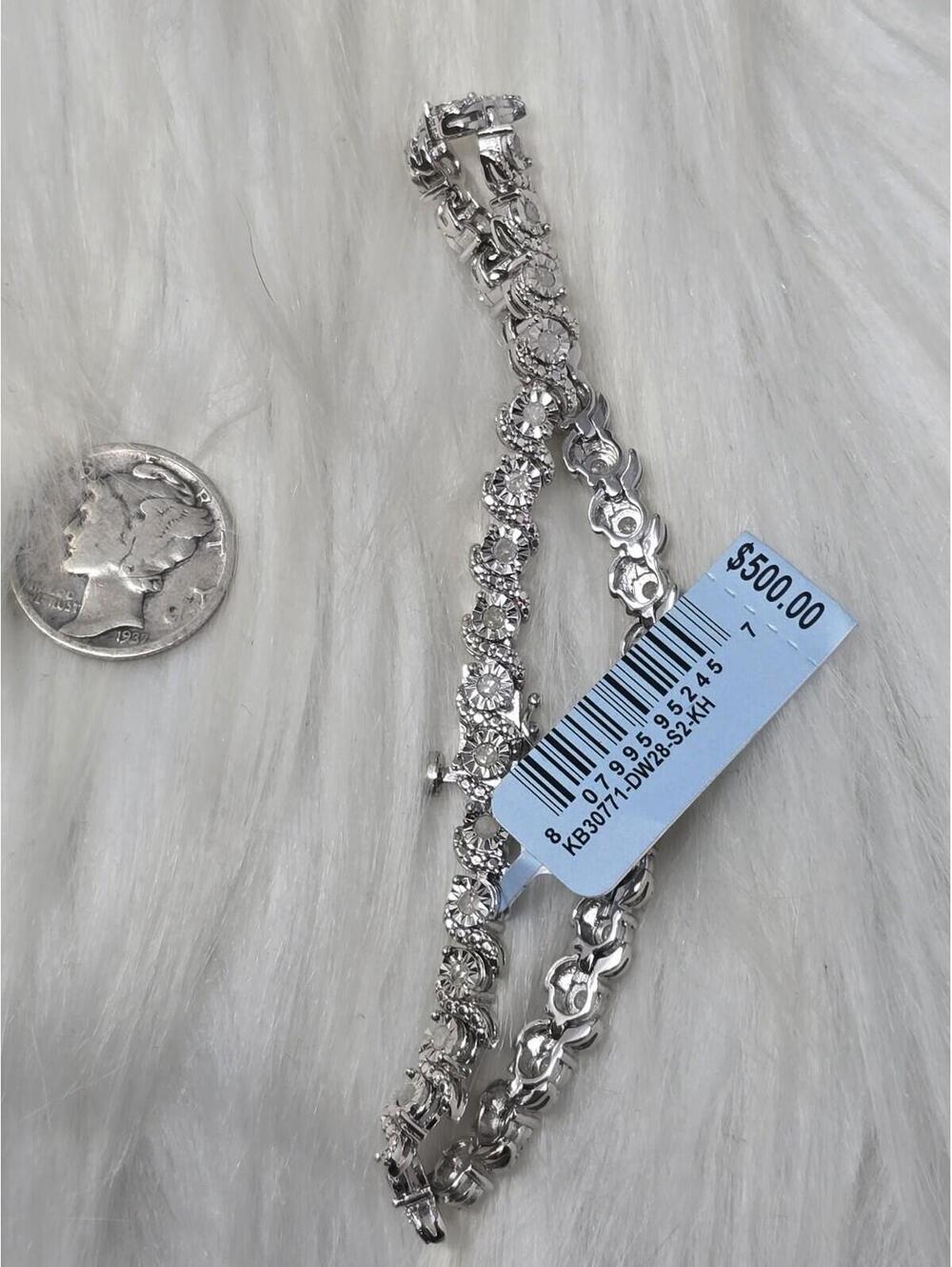 Sterling Silver 1CTW Diamond S-Wave Link Bracelet NWT 7.5"